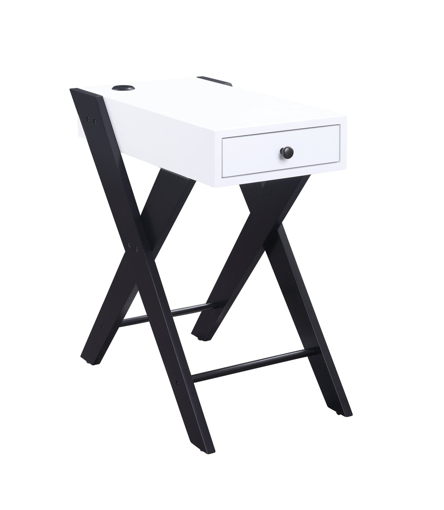 Fierce White and Black Accent Table with Built-in USB Port - 1st Choice Furniture Direct