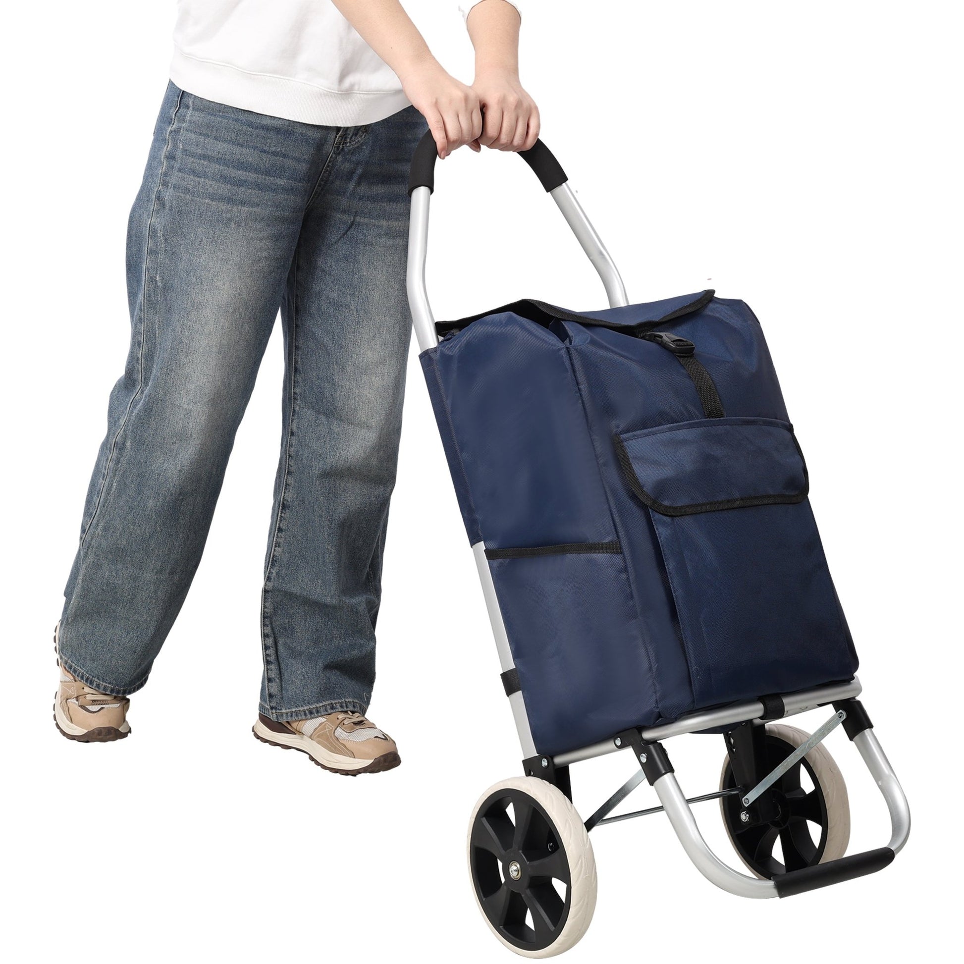 Foldable Shopping Trolley Bag 40L – Lightweight Aluminium Grocery Cart - 1st Choice Furniture Direct