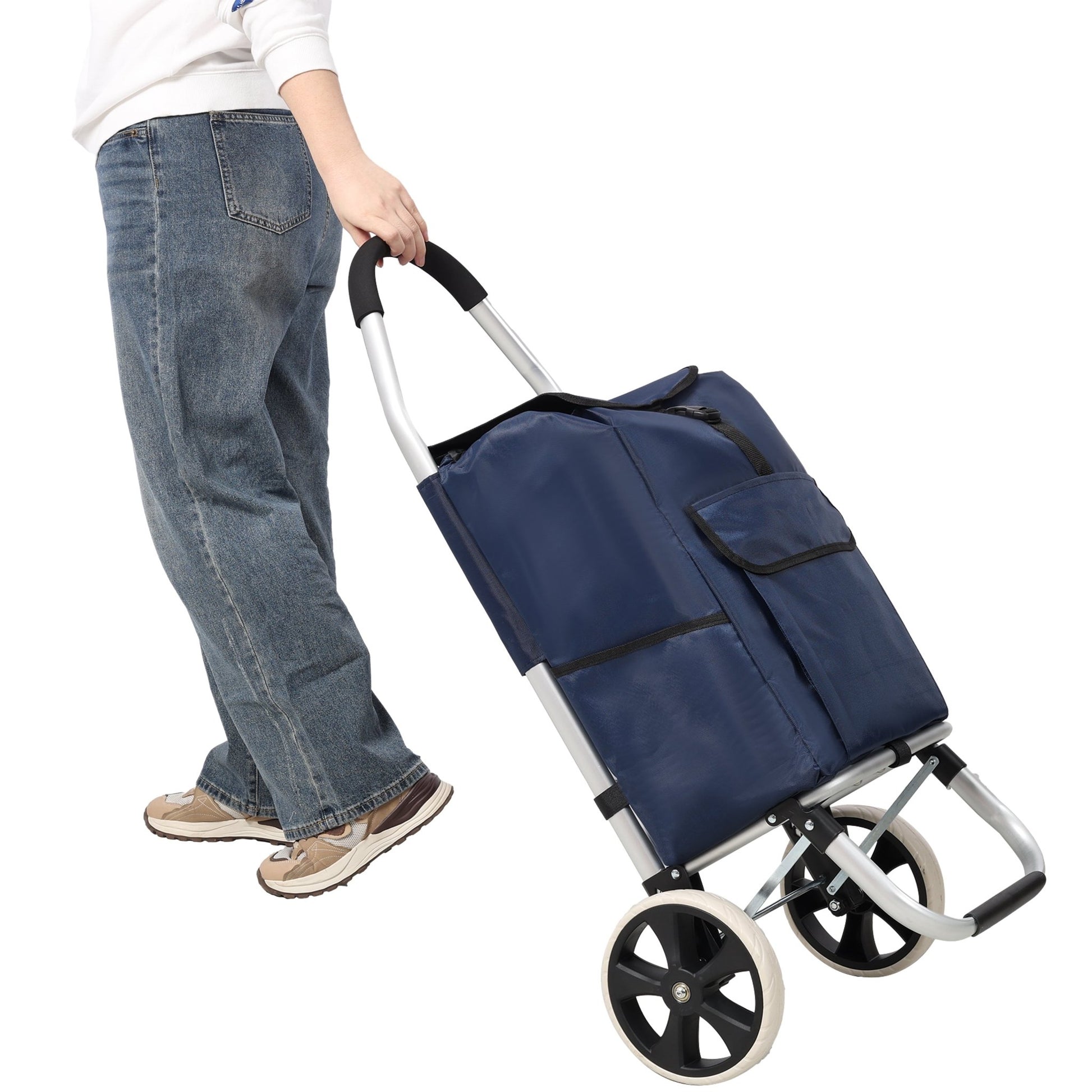 Foldable Shopping Trolley Bag 40L – Lightweight Aluminium Grocery Cart - 1st Choice Furniture Direct