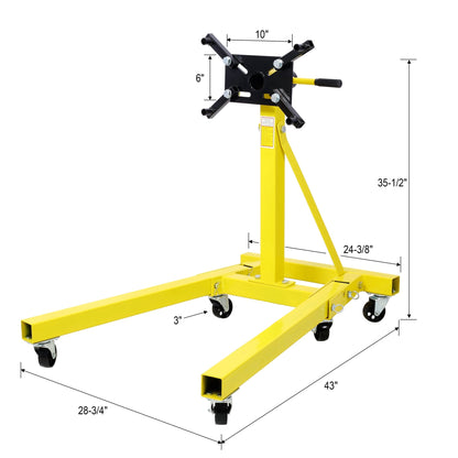 Folding Engine Stand 2000 LBS Capacity Motor Hoist 360 Degree Adjustable Mounting Head Dolly Mover Auto Repair Rebuild Jack - 1st Choice Furniture Direct