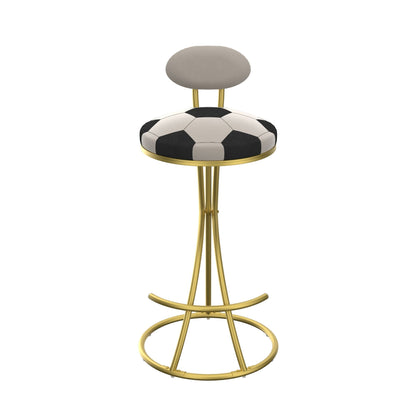 Football Print Bar Stools Set of 2 Upholstered Counter Height Barstool for Kitchen Island S - shaped Velvet Metal Dining Chairs (Gold Frame & Creamy White Back) - 1st Choice Furniture Direct