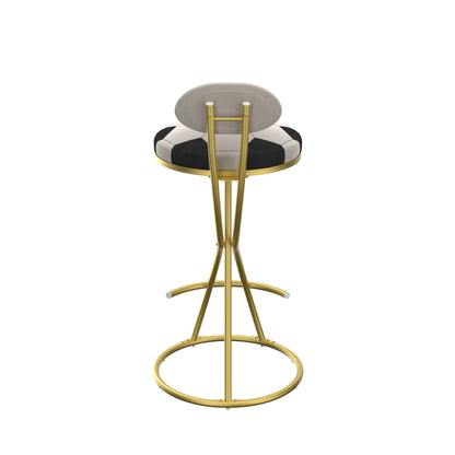 Football Print Bar Stools Set of 2 Upholstered Counter Height Barstool for Kitchen Island S - shaped Velvet Metal Dining Chairs (Gold Frame & Creamy White Back) - 1st Choice Furniture Direct