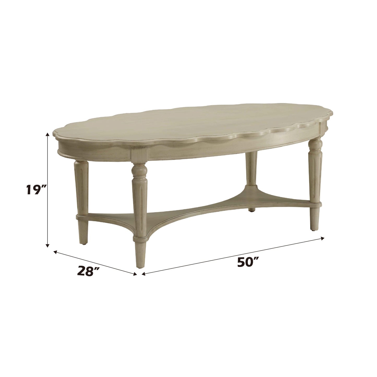 Fordon French Antique White Finish Coffee Table - 1st Choice Furniture Direct