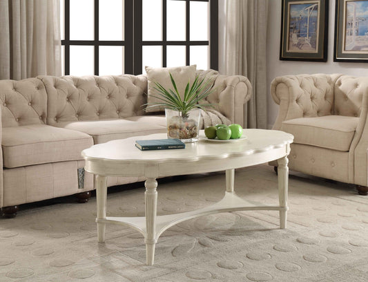 Fordon French Antique White Finish Coffee Table - 1st Choice Furniture Direct