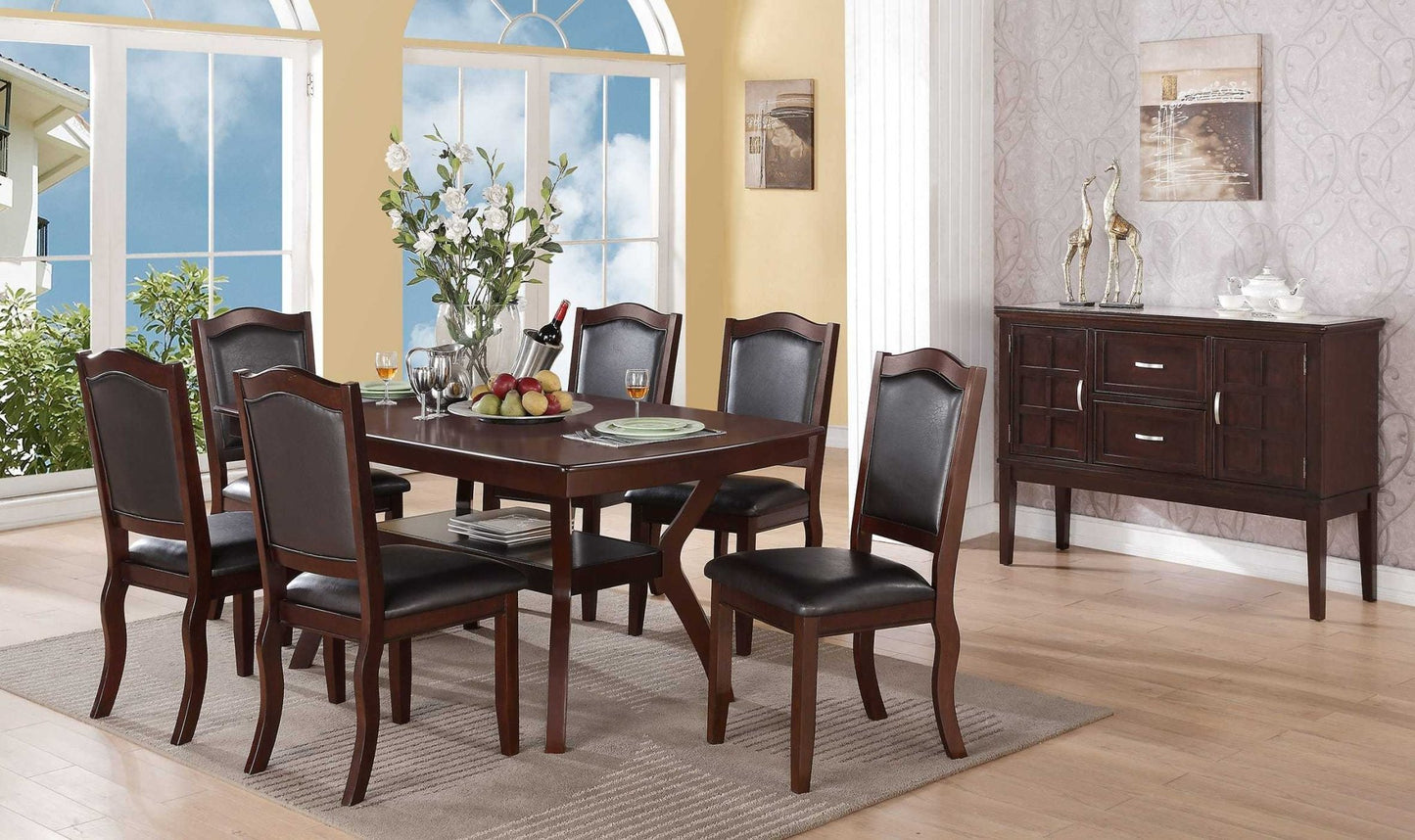 Formal Look 1pc Dining Table w Shelve Solidwood Espresso Finish Dining Room Furniture - 1st Choice Furniture Direct