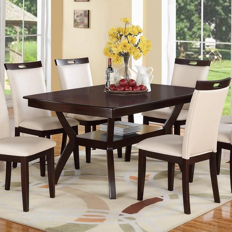 Formal Look 1pc Dining Table w Shelve Solidwood Espresso Finish Dining Room Furniture - 1st Choice Furniture Direct