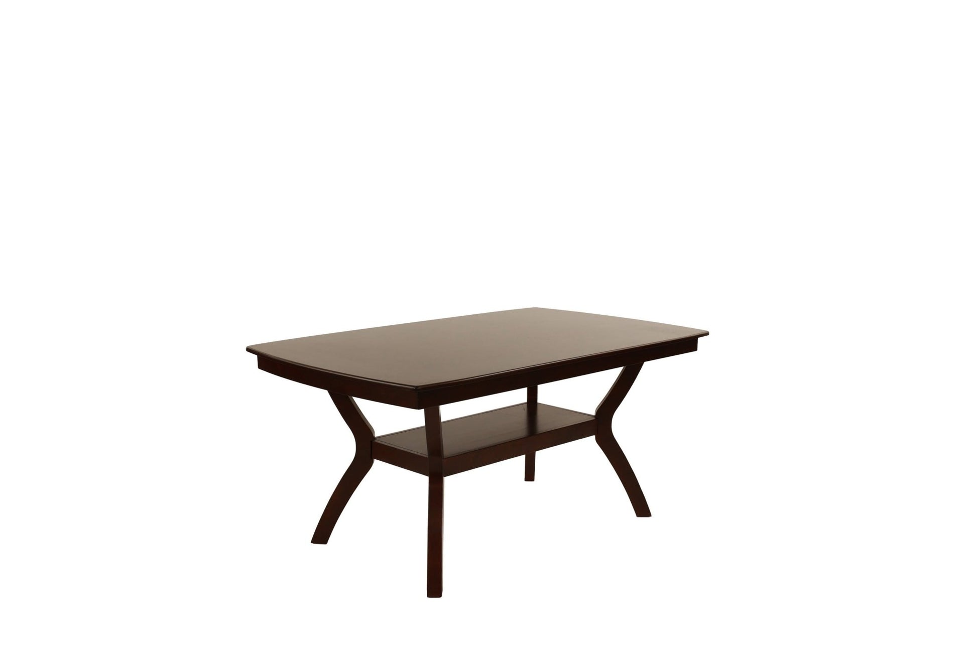 Formal Look 1pc Dining Table w Shelve Solidwood Espresso Finish Dining Room Furniture - 1st Choice Furniture Direct