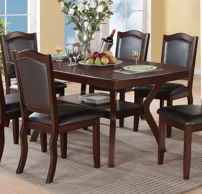 Formal Look 1pc Dining Table w Shelve Solidwood Espresso Finish Dining Room Furniture - 1st Choice Furniture Direct
