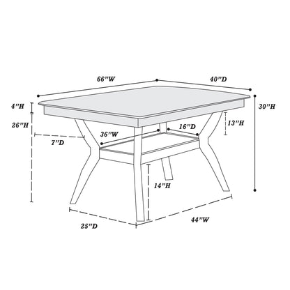 Formal Look 1pc Dining Table w Shelve Solidwood Espresso Finish Dining Room Furniture - 1st Choice Furniture Direct