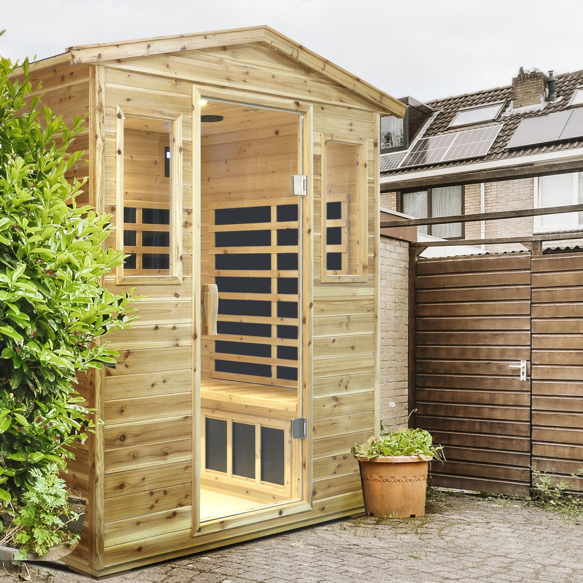 Four person Far - infrared Old fir outdoor sauna room - 1st Choice Furniture Direct