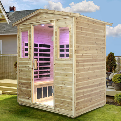 Four person Far - infrared Old fir outdoor sauna room - 1st Choice Furniture Direct