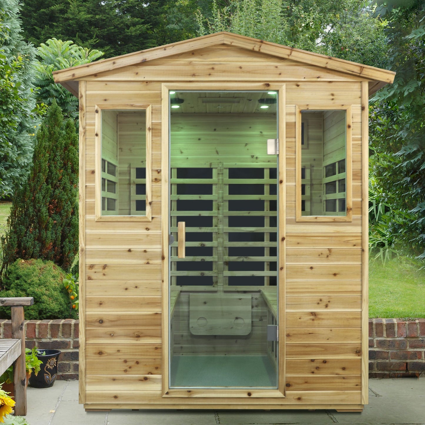 Four person Far - infrared Old fir outdoor sauna room - 1st Choice Furniture Direct