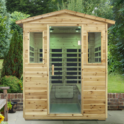 Four person Far - infrared Old fir outdoor sauna room - 1st Choice Furniture Direct