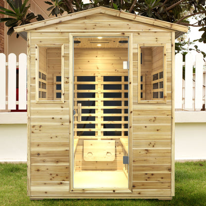 Four person Far - infrared Old fir outdoor sauna room - 1st Choice Furniture Direct