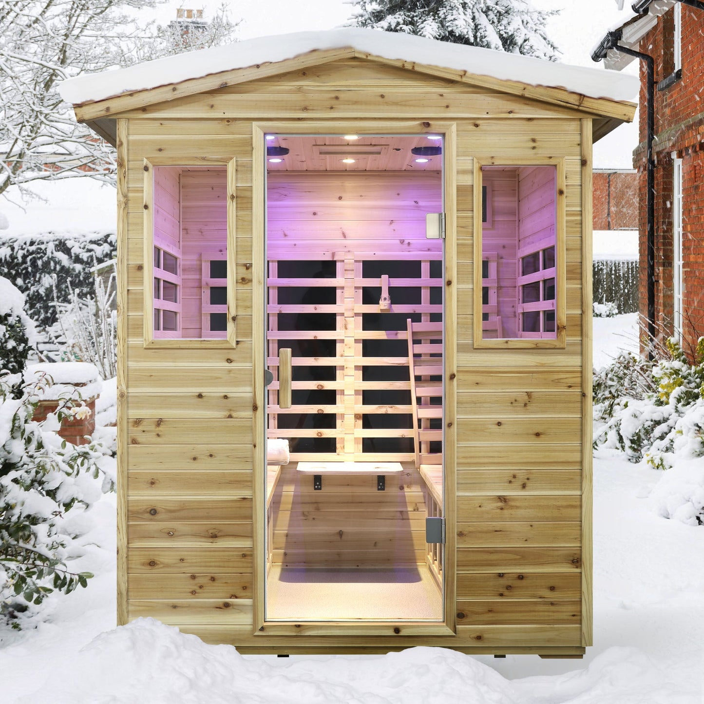 Four person Far - infrared Old fir outdoor sauna room - 1st Choice Furniture Direct