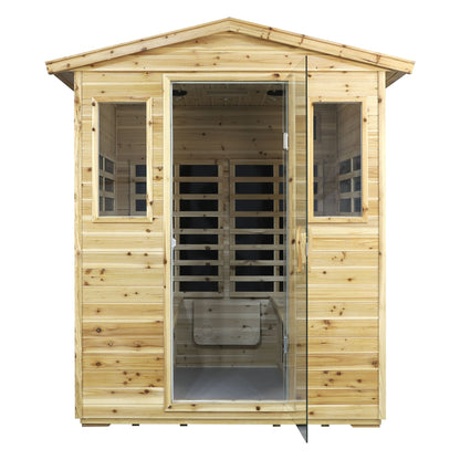 Four person Far - infrared Old fir outdoor sauna room - 1st Choice Furniture Direct