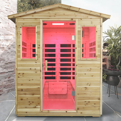 Four person Far - infrared Old fir outdoor sauna room - 1st Choice Furniture Direct