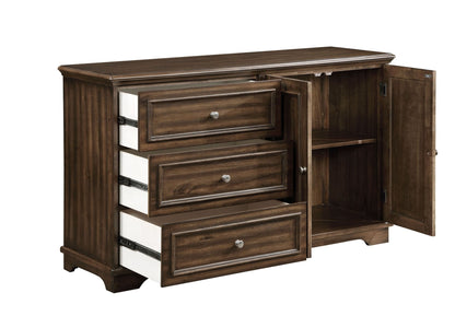 Franklin Brushed Walnut Finish 4PC Pack Queen Bed Set - 1st Choice Furniture Direct