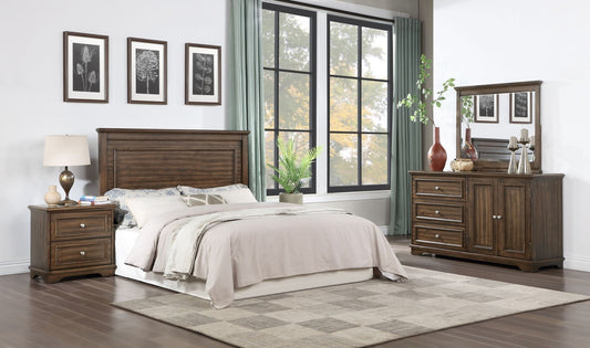 Franklin Brushed Walnut Finish 4PC Pack Queen Bed Set - 1st Choice Furniture Direct