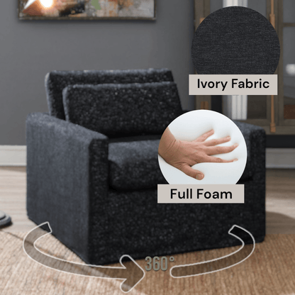 Frederick Dark Gray Fabric Swivel Chair w/Pillow - 1st Choice Furniture Direct