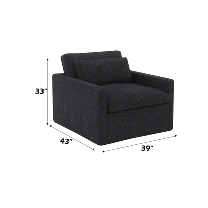Frederick Dark Gray Fabric Swivel Chair w/Pillow - 1st Choice Furniture Direct