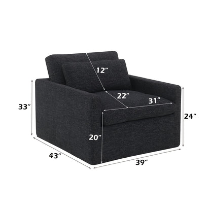 Frederick Dark Gray Fabric Swivel Chair w/Pillow - 1st Choice Furniture Direct