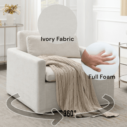Frederick Ivory Fabric Swivel Chair w/Pillow - 1st Choice Furniture Direct