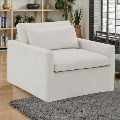Frederick Ivory Fabric Swivel Chair w/Pillow - 1st Choice Furniture Direct