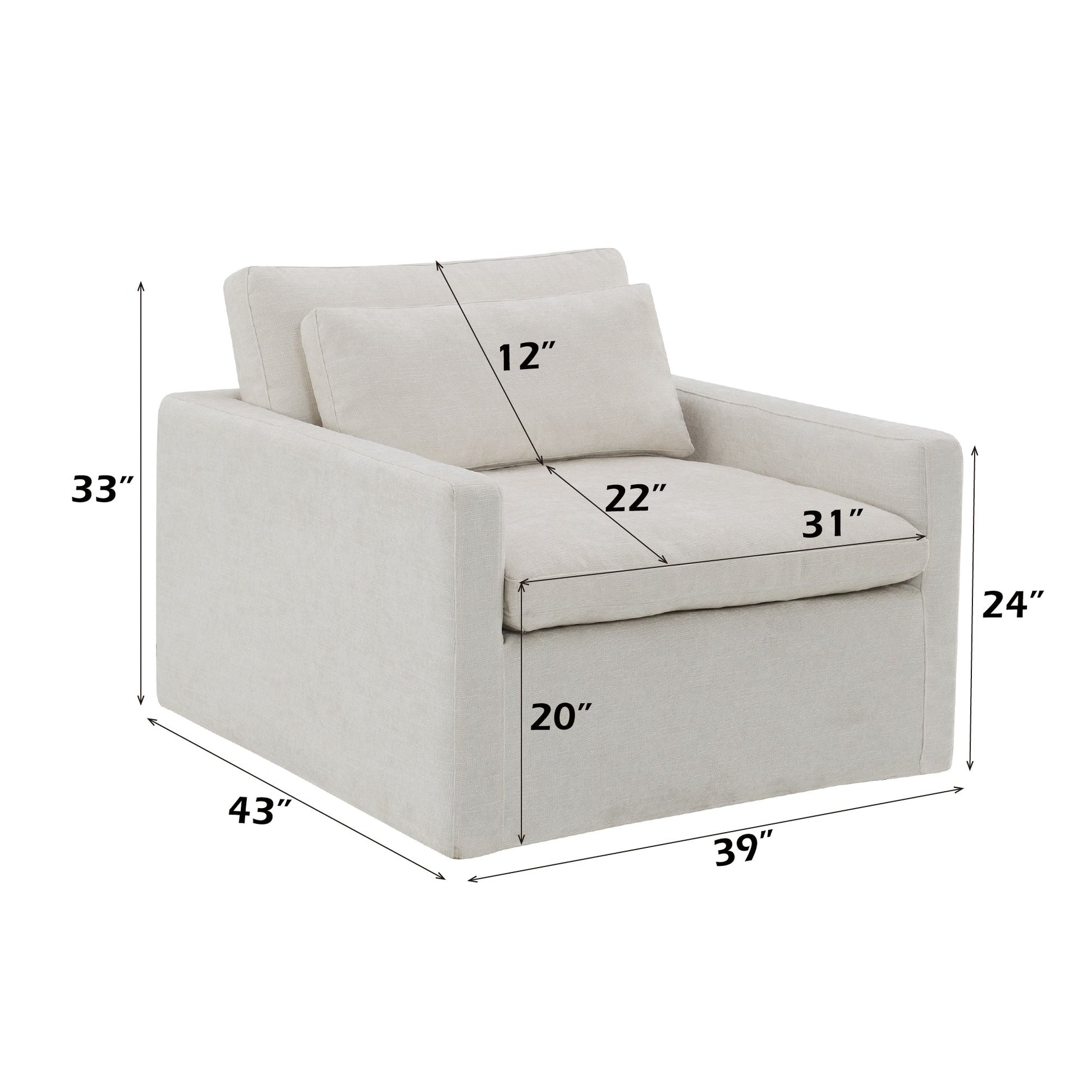 Frederick Ivory Fabric Swivel Chair w/Pillow - 1st Choice Furniture Direct