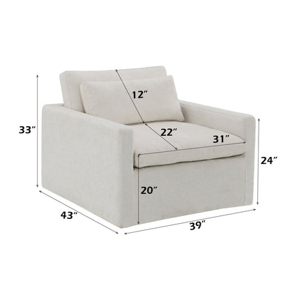 Frederick Ivory Fabric Swivel Chair w/Pillow - 1st Choice Furniture Direct