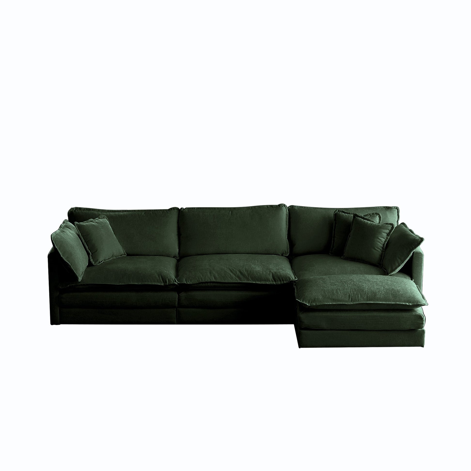 Free Combination Comfy Upholstery Modular Oversized L Shaped Sectional Sofa With Reversible Ottoman, Green Chenille - 1st Choice Furniture Direct
