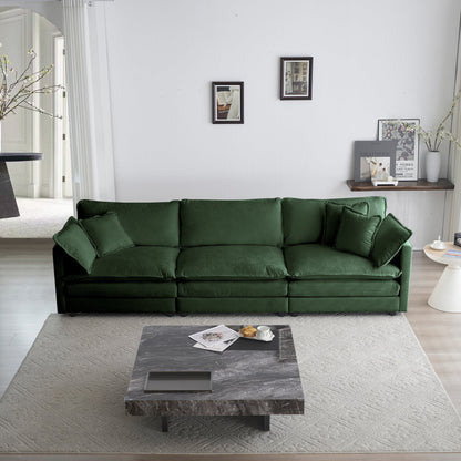 Free Combination Comfy Upholstery Modular Oversized L Shaped Sectional Sofa With Reversible Ottoman, Green Chenille - 1st Choice Furniture Direct