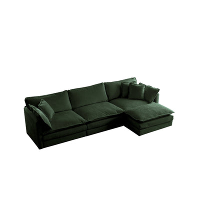 Free Combination Comfy Upholstery Modular Oversized L Shaped Sectional Sofa With Reversible Ottoman, Green Chenille - 1st Choice Furniture Direct