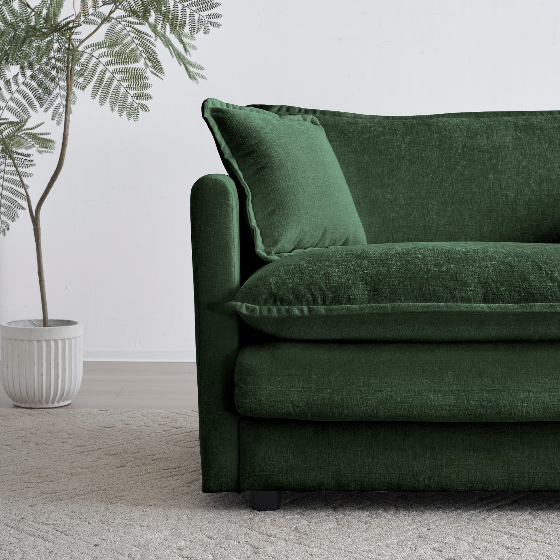 Free Combination Comfy Upholstery Modular Oversized L Shaped Sectional Sofa With Reversible Ottoman, Green Chenille - 1st Choice Furniture Direct