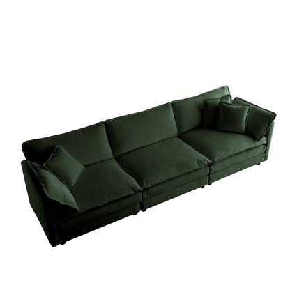 Free Combination Comfy Upholstery Modular Oversized L Shaped Sectional Sofa With Reversible Ottoman, Green Chenille - 1st Choice Furniture Direct