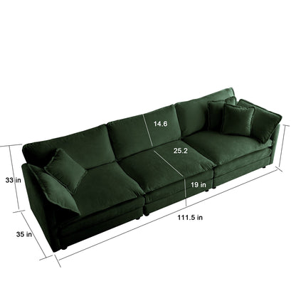 Free Combination Comfy Upholstery Modular Oversized L Shaped Sectional Sofa With Reversible Ottoman, Green Chenille - 1st Choice Furniture Direct