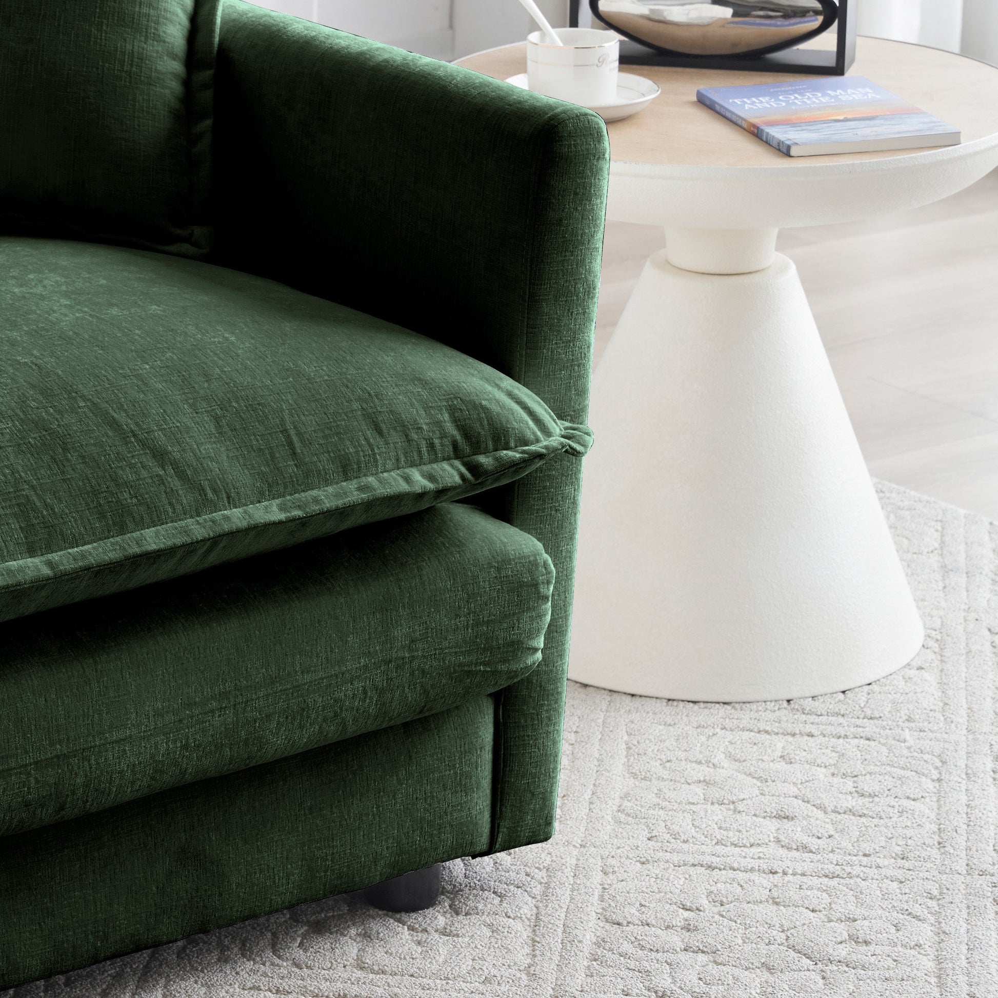 Free Combination Comfy Upholstery Modular Oversized L Shaped Sectional Sofa With Reversible Ottoman, Green Chenille - 1st Choice Furniture Direct