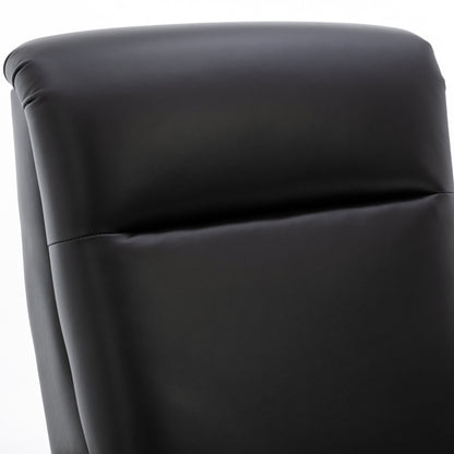 Fremont Leather Wood Arm Push Back Recliner Chair with Chestnut Brown Wood Arms - Black - 1st Choice Furniture Direct