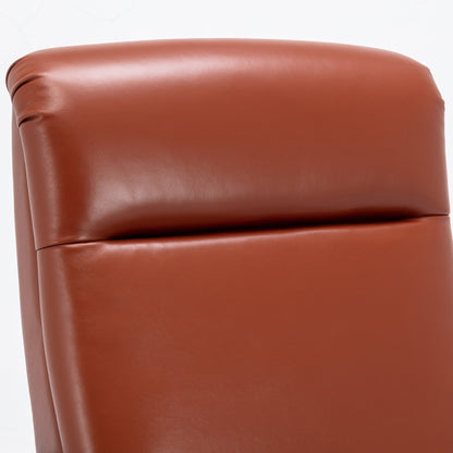 Fremont Leather Wood Arm Push Back Recliner in Caramel, 100% Top Grain Leather - 1st Choice Furniture Direct