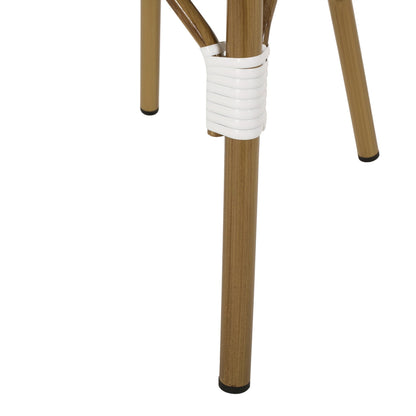 French Bistro Chair Set Outdoor Cafe Style White & Gray Rattan 18.50 x 21.50 x 35.00 inches - 1st Choice Furniture Direct