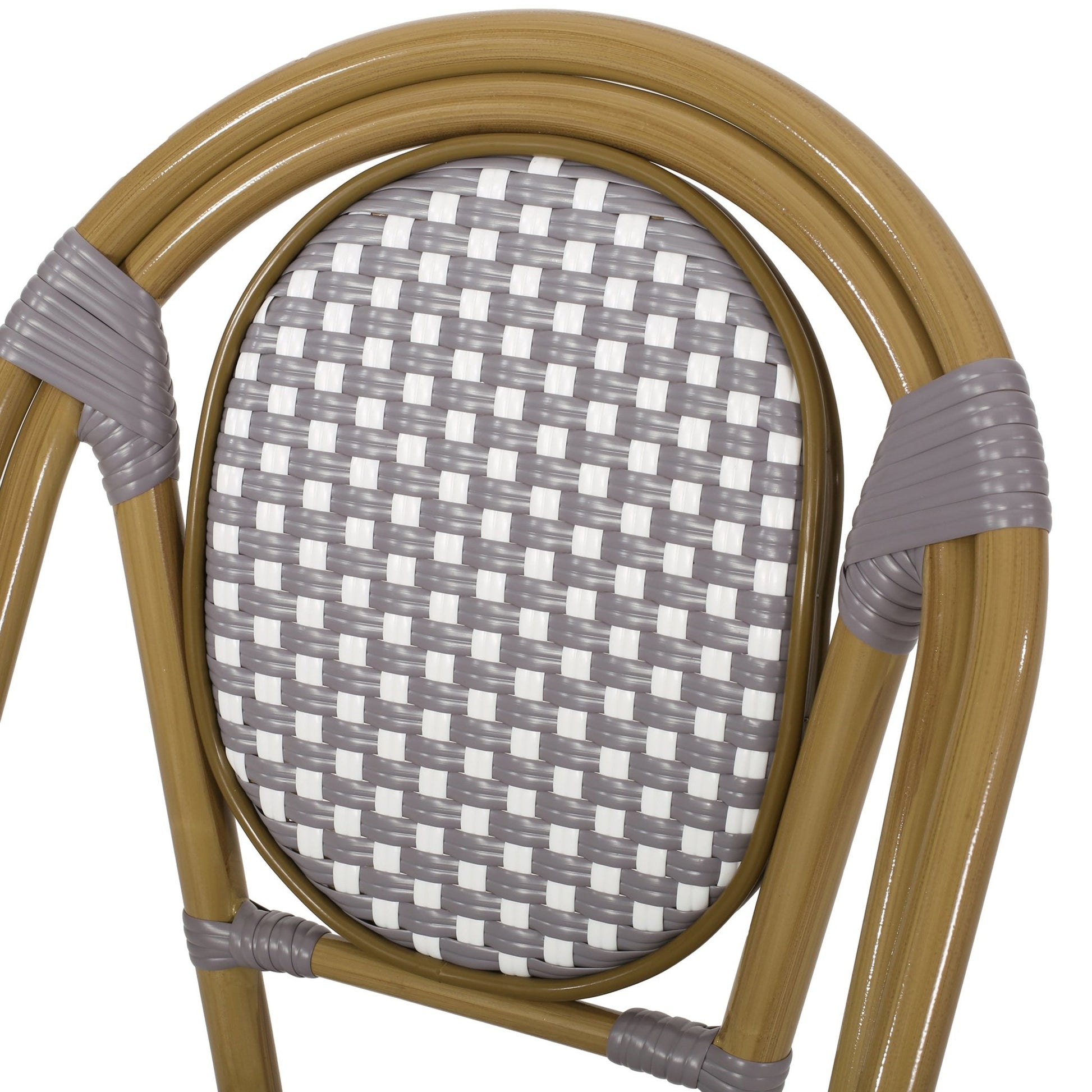 French Bistro Chair Set Outdoor Cafe Style White & Gray Rattan 18.50 x 21.50 x 35.00 inches - 1st Choice Furniture Direct