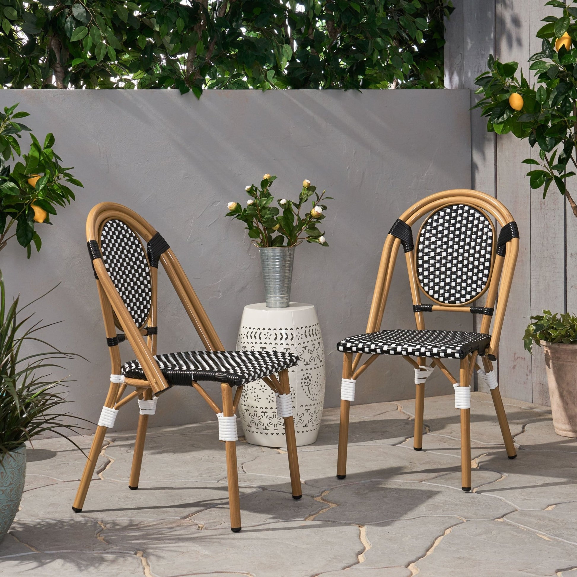 French Bistro Outdoor Chair Set – Wicker Patio Chairs (Set of 2) - 1st Choice Furniture Direct