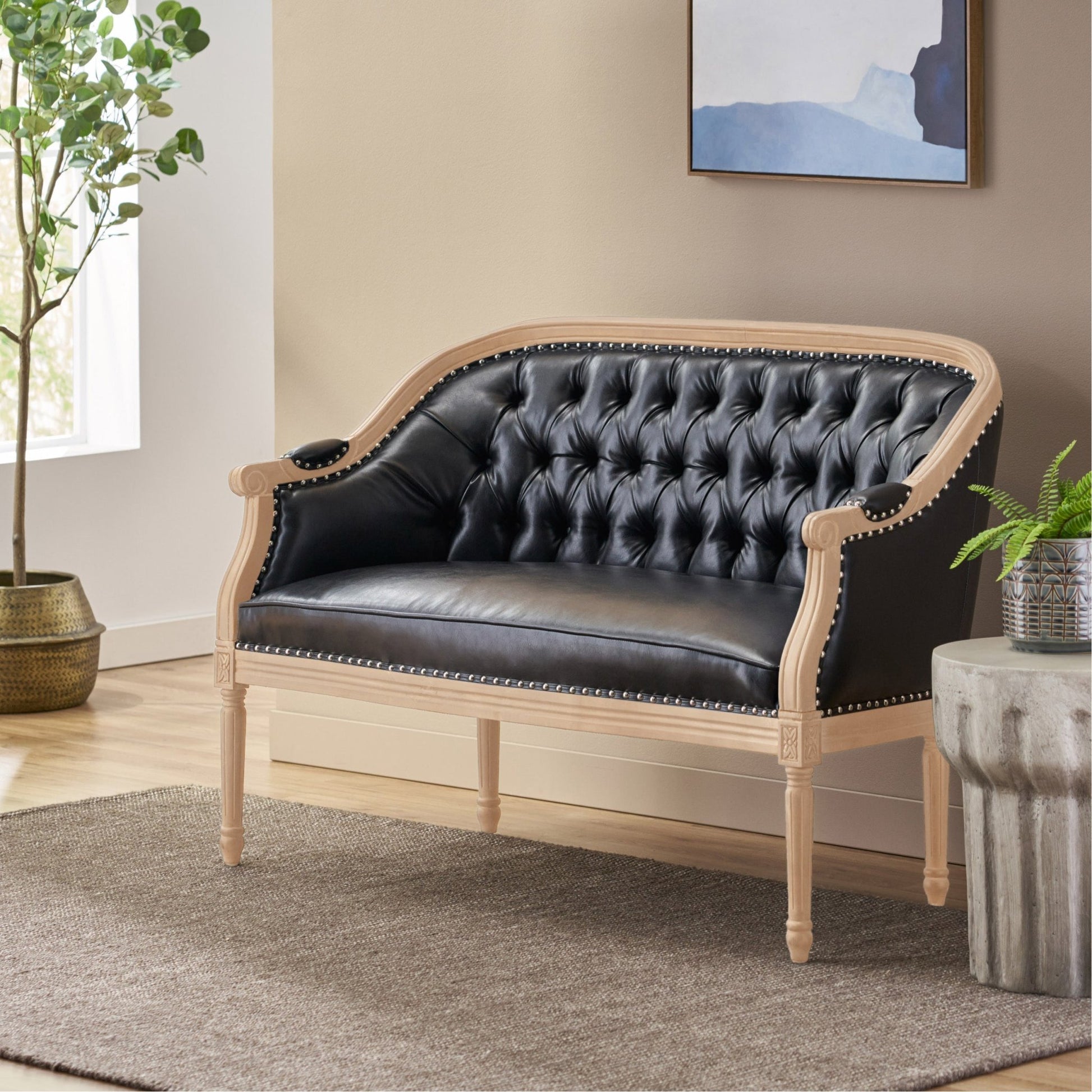 French Country Chesterfield Style Tufted Loveseat - 1st Choice Furniture Direct