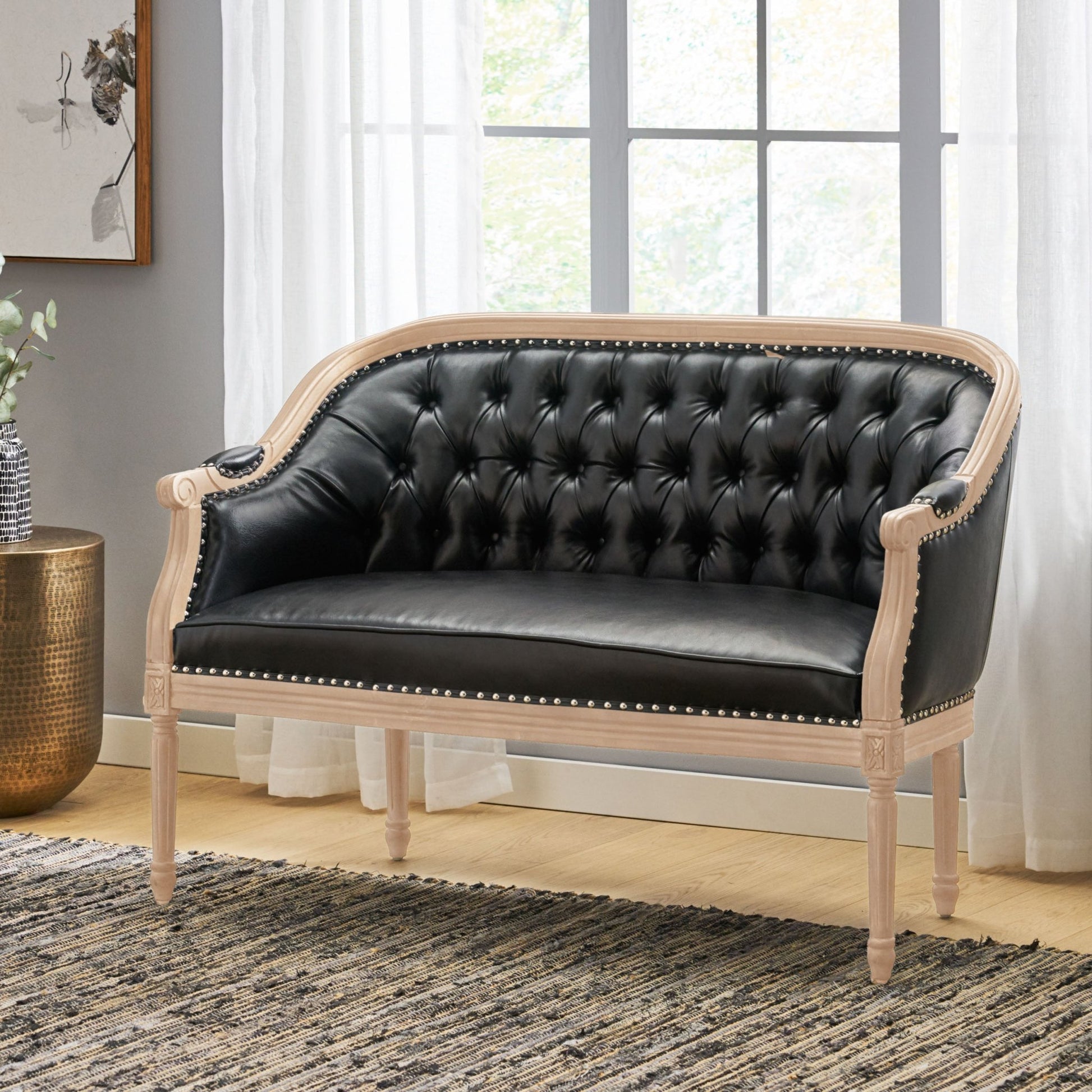 French Country Chesterfield Style Tufted Loveseat - 1st Choice Furniture Direct