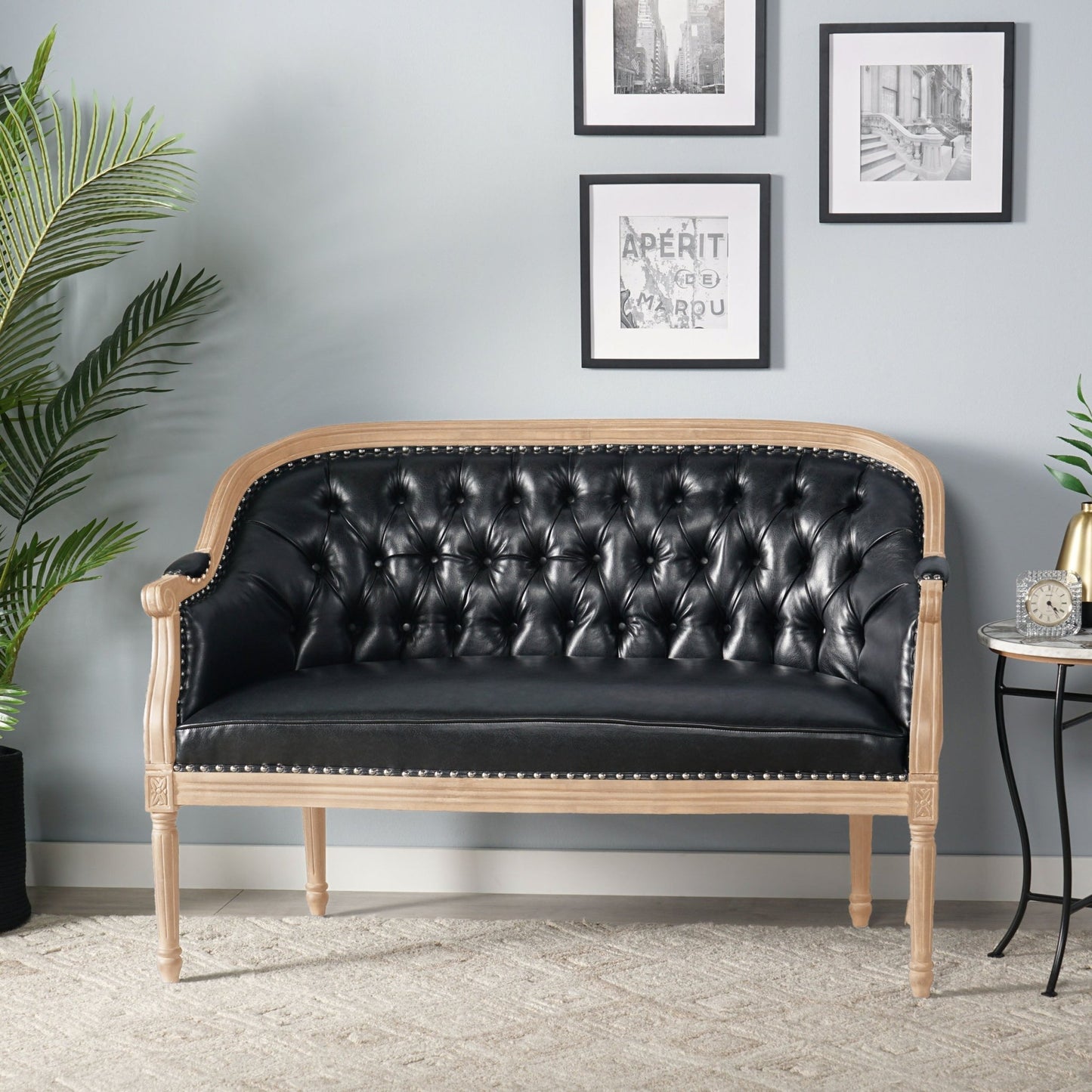 French Country Chesterfield Style Tufted Loveseat - 1st Choice Furniture Direct