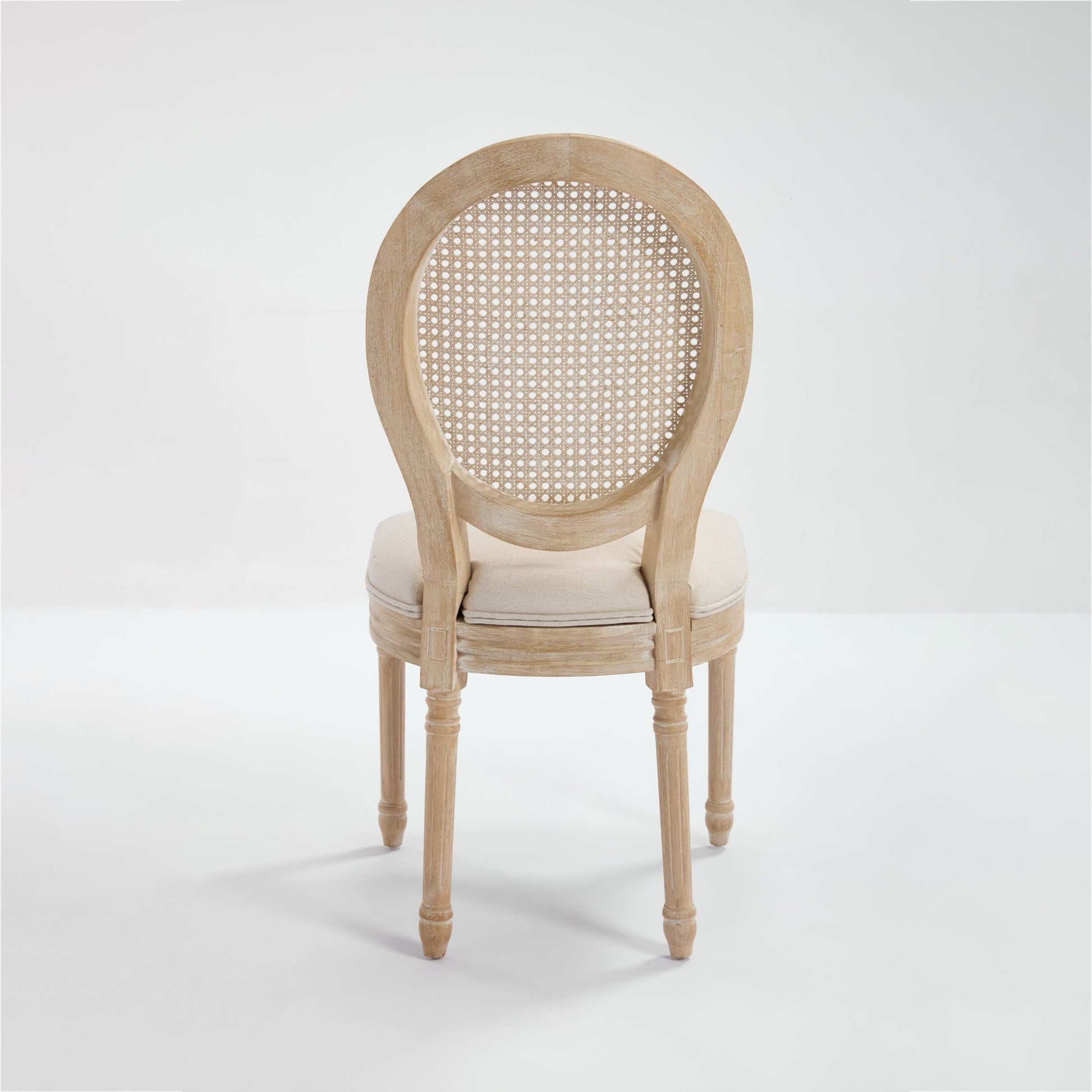French Country Dining Chairs Set of 2, Upholstered Chairs with Nature Rattan Round Back, Wire drawing and carving techniques ,Disassemblable , for Living Room, Kitchen , Restaurant Use,Beige - 1st Choice Furniture Direct