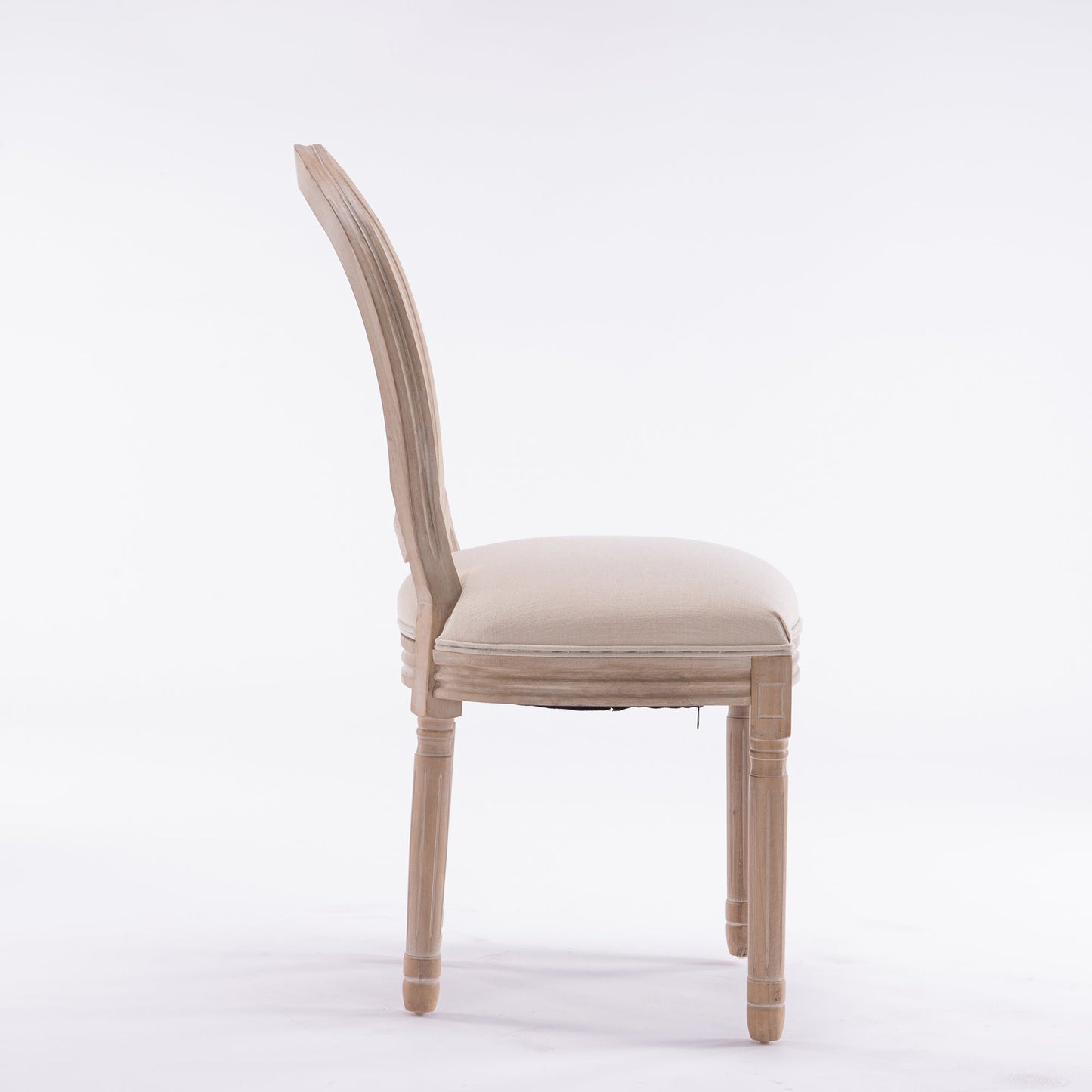 French Style Solid Wood Frame Linen Fabric Rattan Back Dining Chair,Set of 2,Cream - 1st Choice Furniture Direct