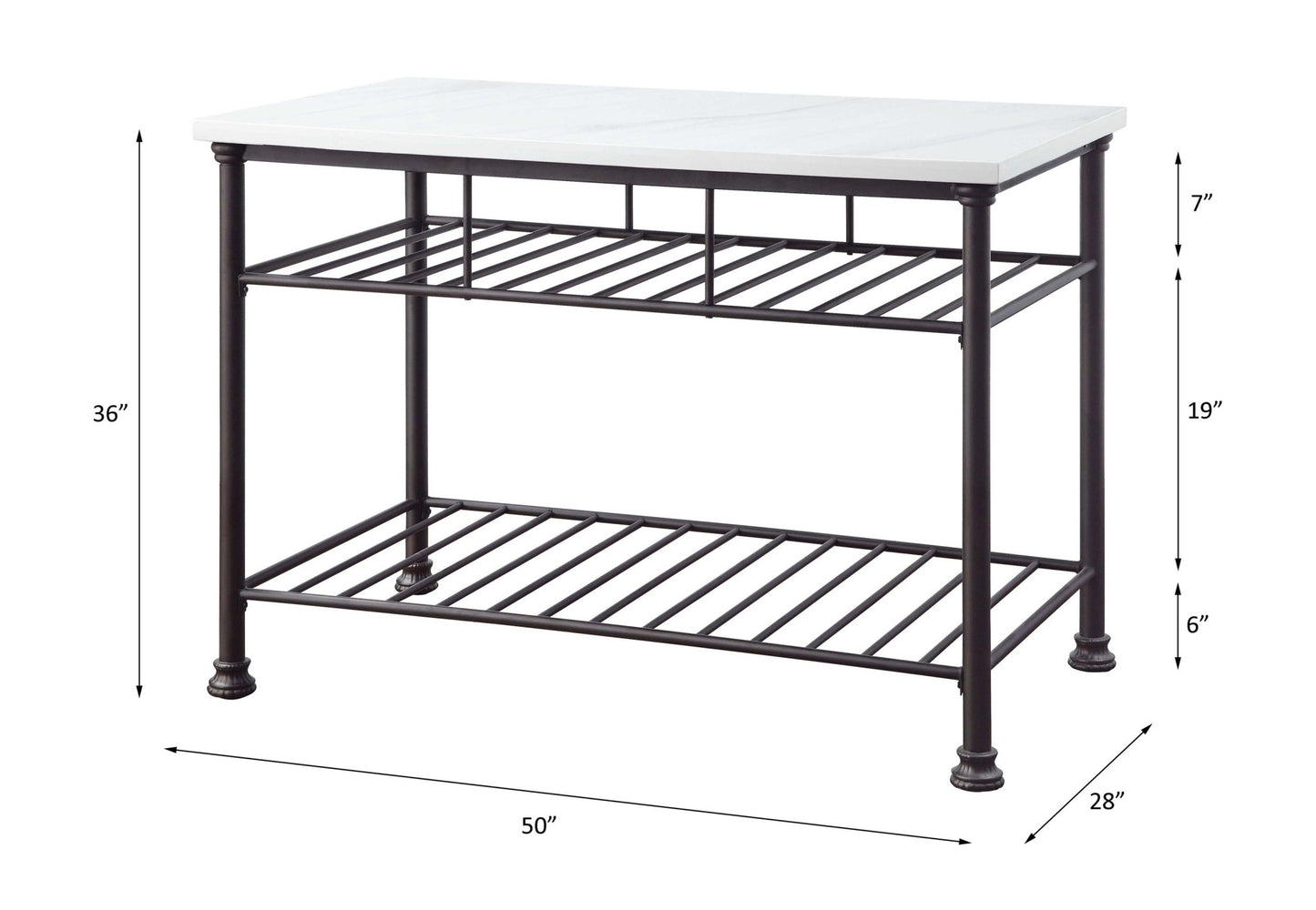 Freyja White Cultured Marble Top & Gray Finish Kitchen Island-TOP Only - 1st Choice Furniture Direct