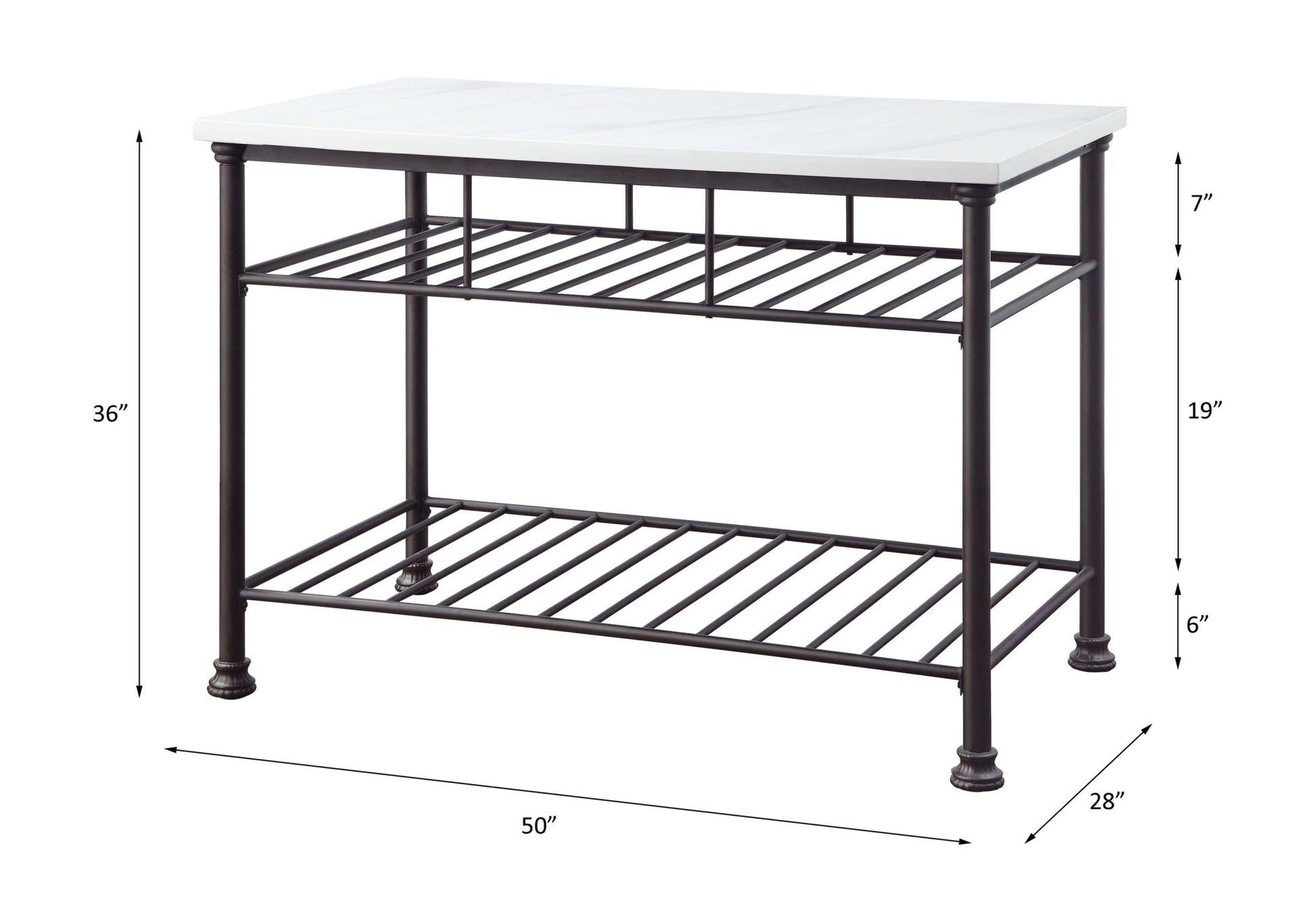 Freyja White Cultured Marble Top & Gray Finish Kitchen Island-TOP Only - 1st Choice Furniture Direct