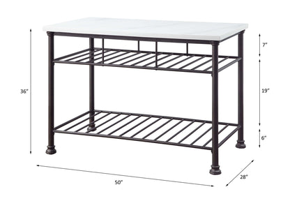 Freyja White Cultured Marble Top & Gray Finish Kitchen Island-TOP Only - 1st Choice Furniture Direct